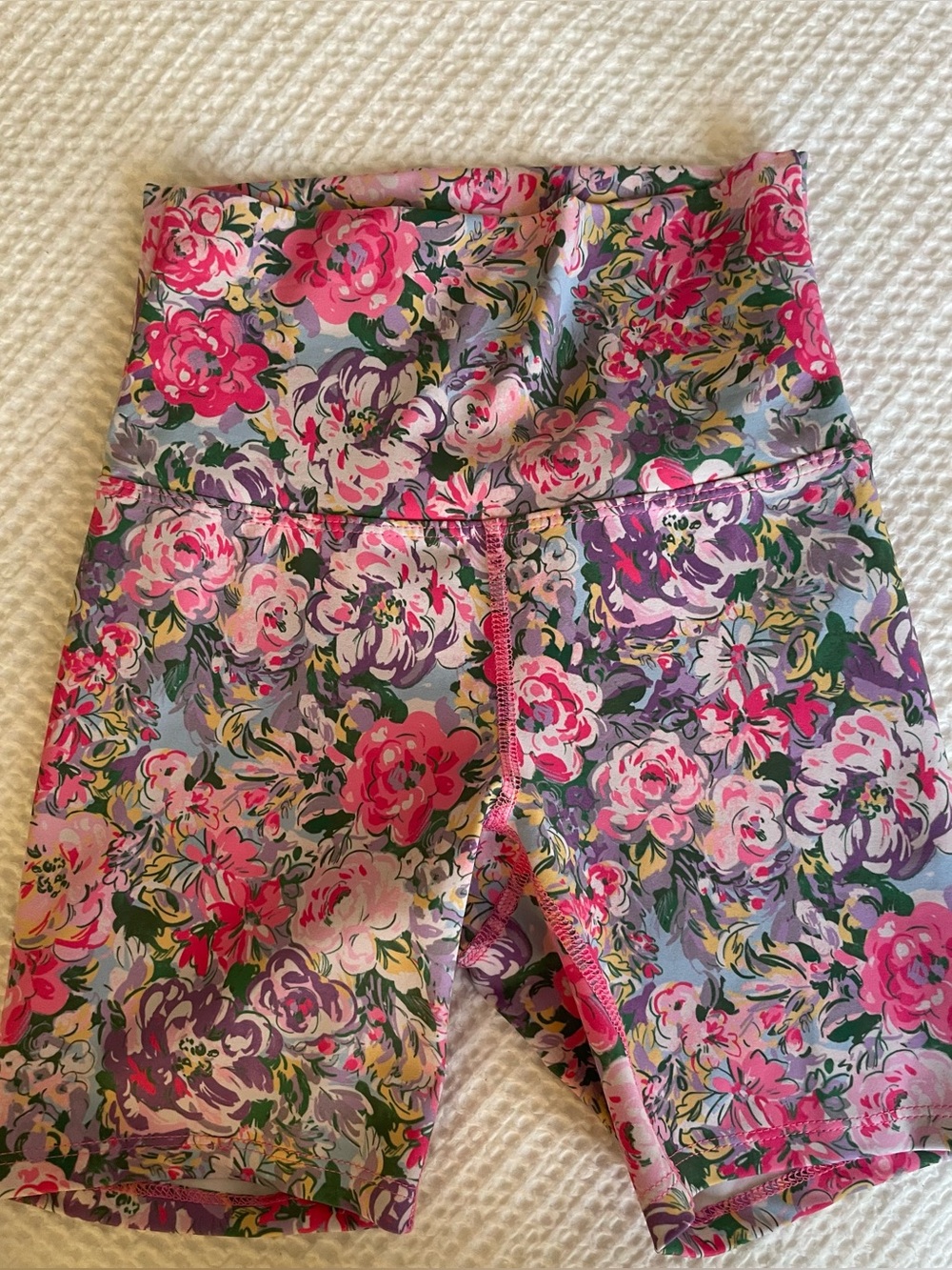 Beach Riot Floral High-Waist Biker Shorts in Pink & Purple